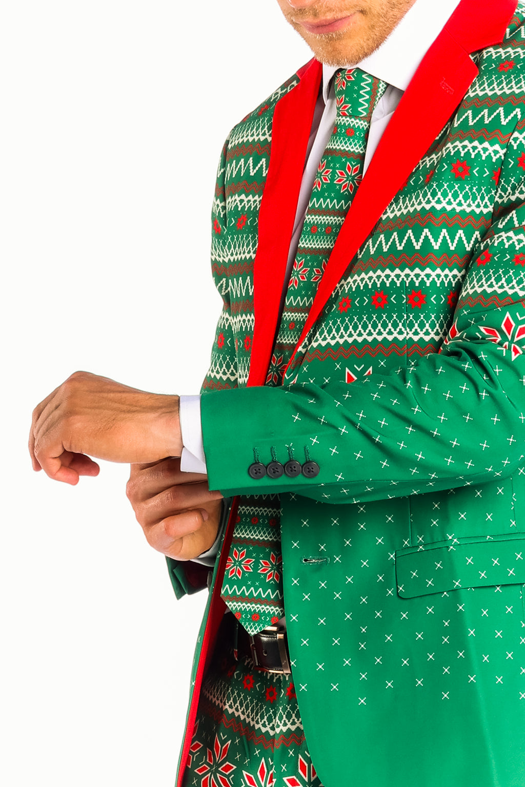The Kris Kringle | Green Fair Isle Christmas Suit - Shinesty