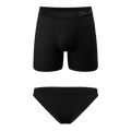 The Threat Level Midnight | Black Bikini and Ball Hammock® Boxer With Fly Matching Couples Underwear Pack - Shinesty