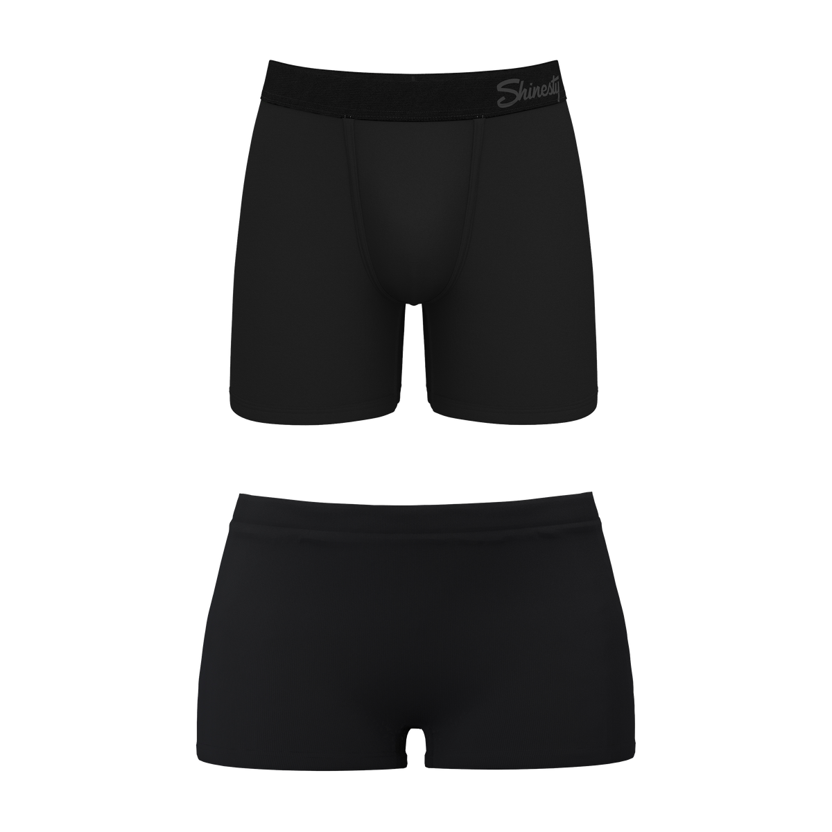The Threat Level Midnight | Black Boyshort and Ball Hammock® Boxer Matching Couples Underwear Pack - Shinesty