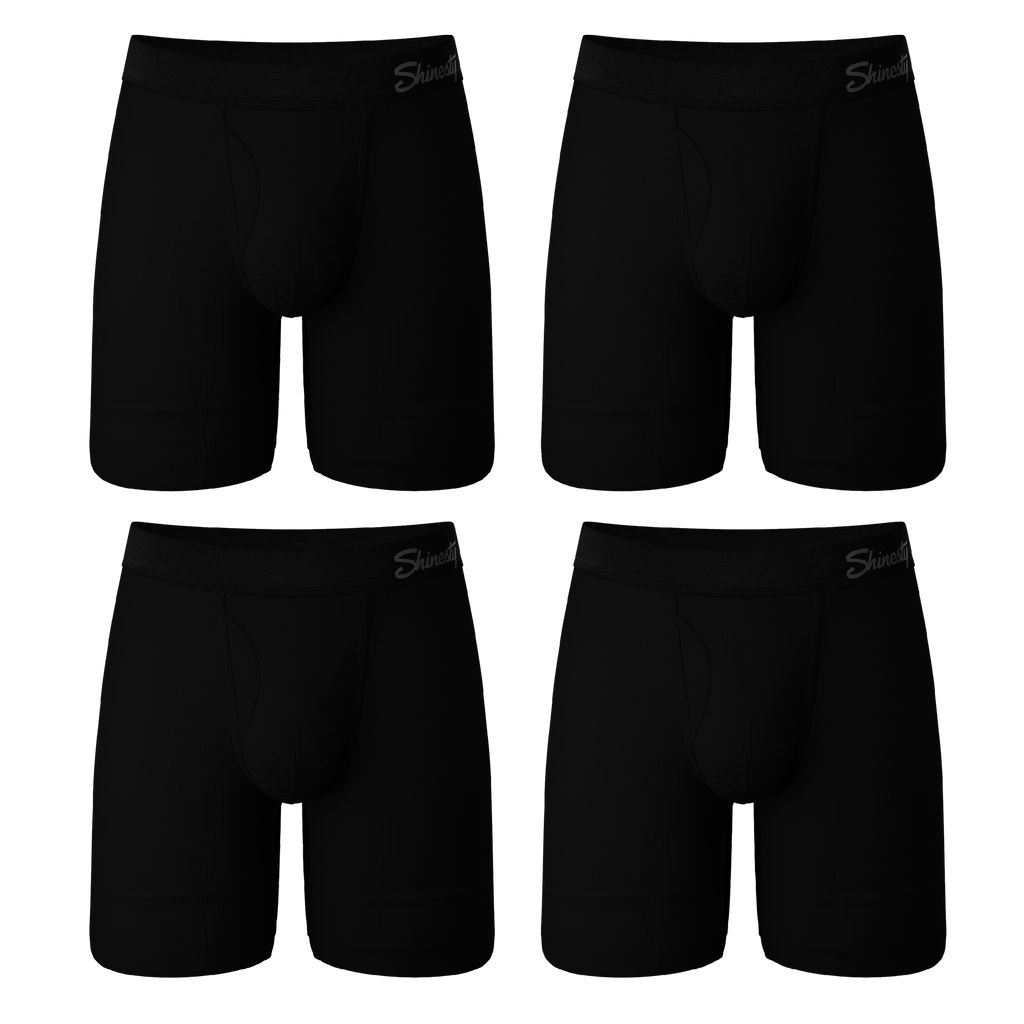 The Threat Level Midnight | Long Leg Black Ball Hammock® Pouch Underwear With Fly 5 Pack - Shinesty