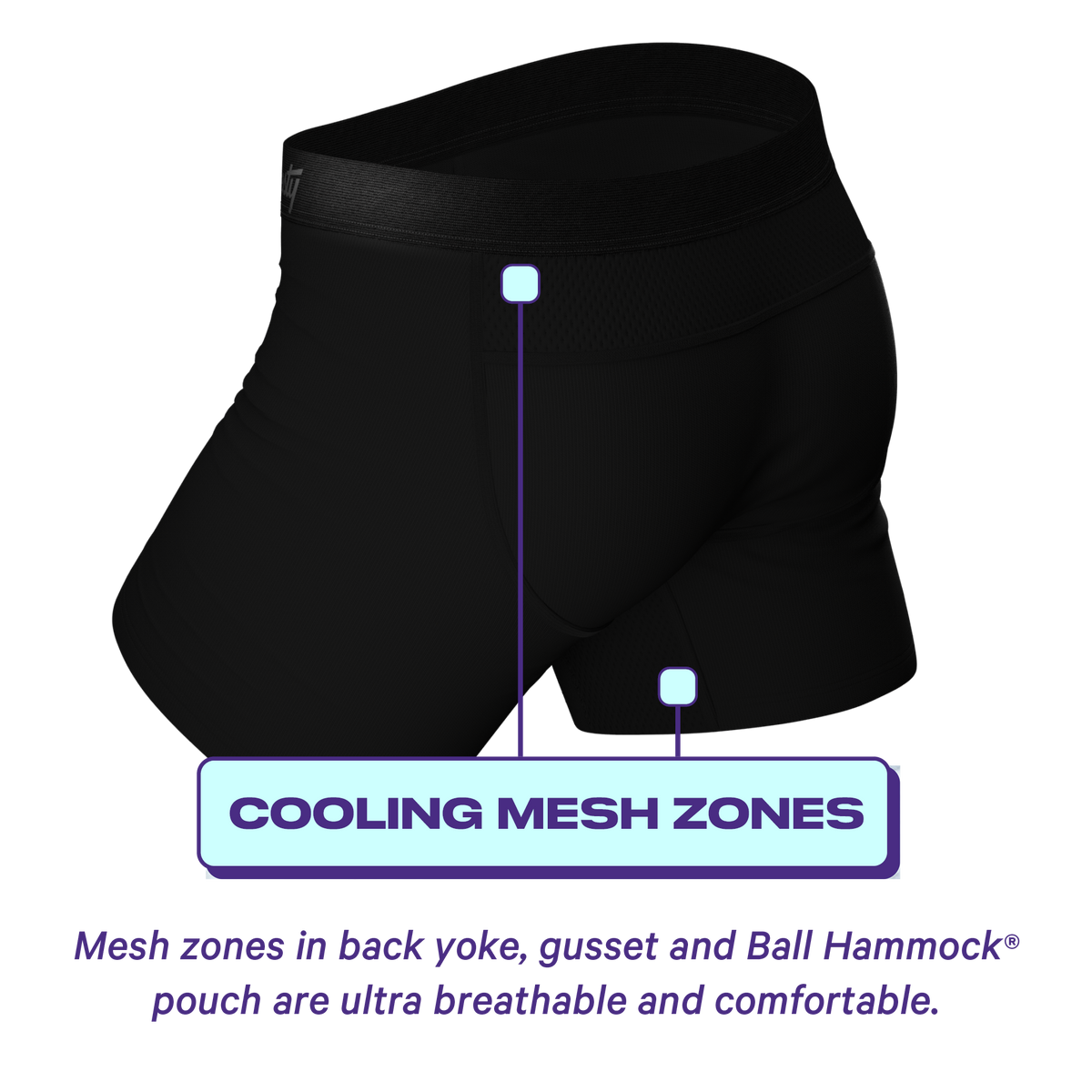 The Threat Level Midnight | Black Cooling Ball Hammock® Underwear With Fly 5 Pack - Shinesty