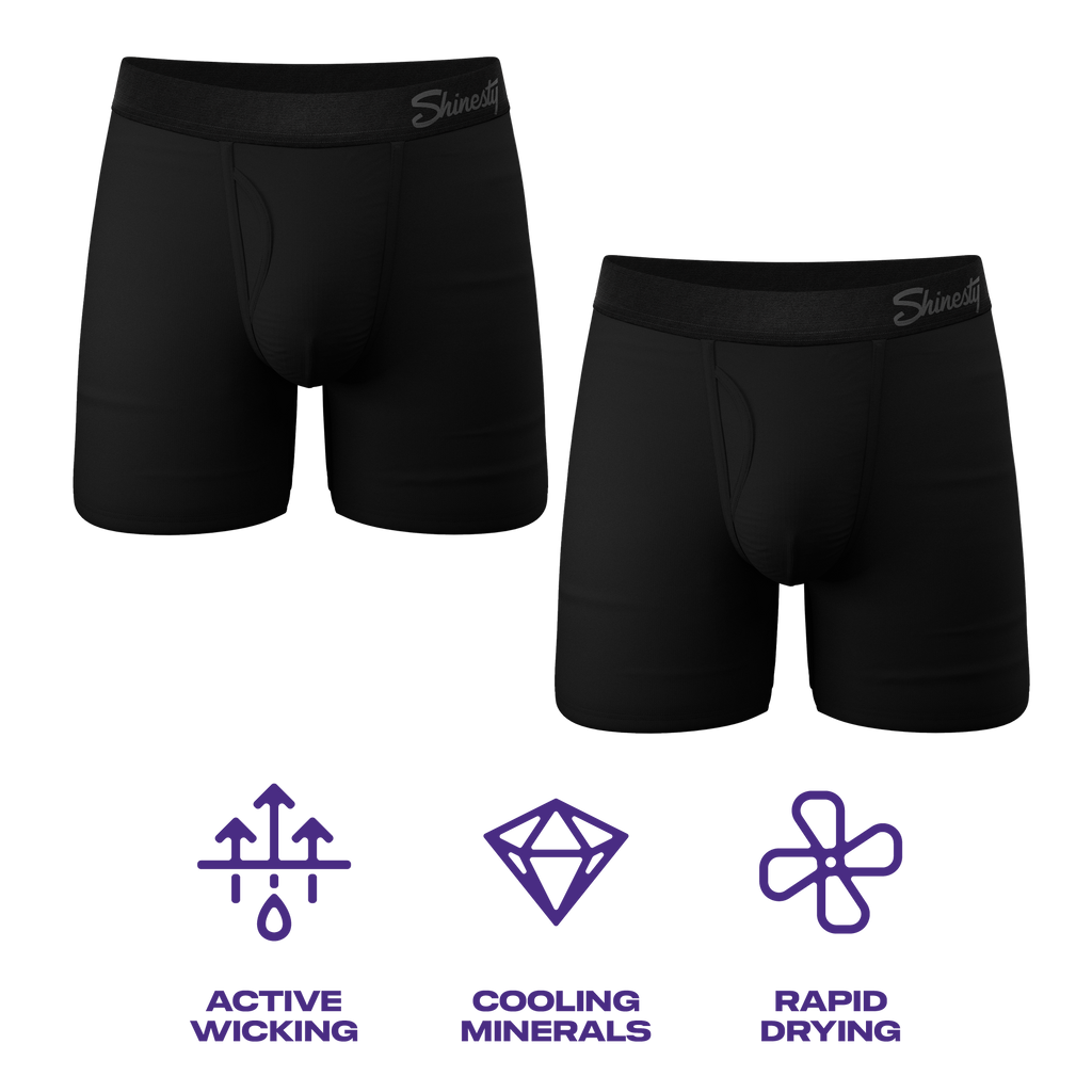 The Threat Level Midnight | Black Cooling Ball Hammock® Underwear With Fly 5 Pack - Shinesty