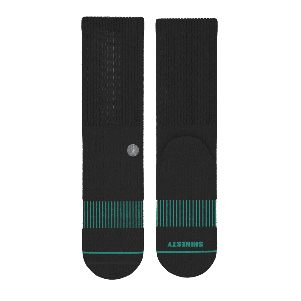 The Threat Level Midnight | Black Stay Weird Heel Hammock™ Crew Socks - Shinesty