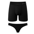 The Licorice Limbo | Solid Black Matching Couples Underwear Ball Hammock® Boxer and Thong 2 Pack - Shinesty