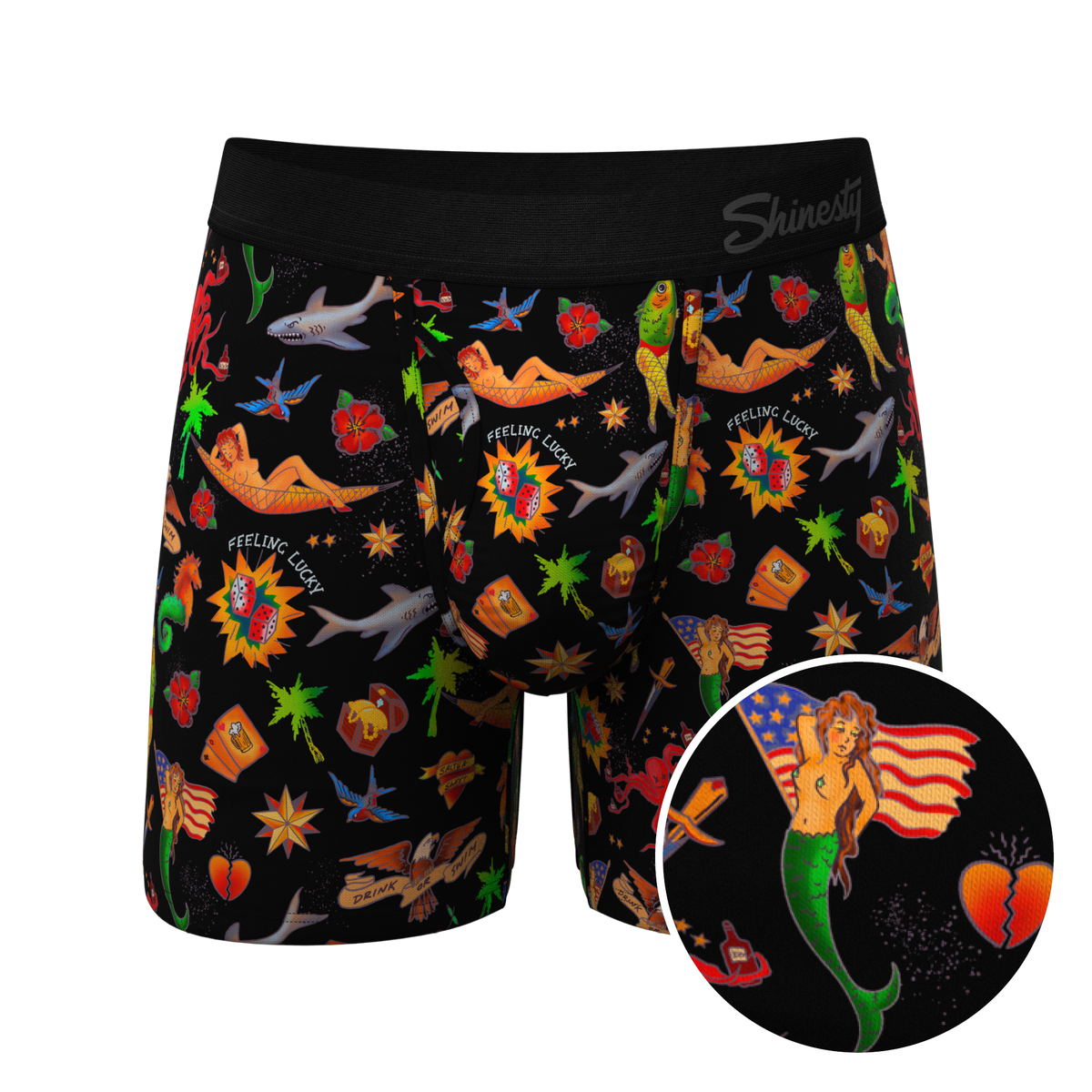 The Tight Ship | Sailor Tattoos Ball Hammock® Pouch Underwear With Fly - Shinesty