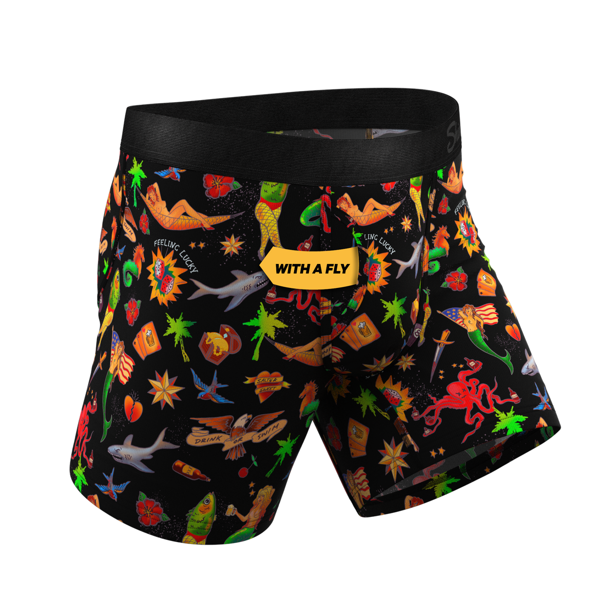 The Tight Ship | Sailor Tattoos Ball Hammock® Pouch Underwear With Fly - Shinesty