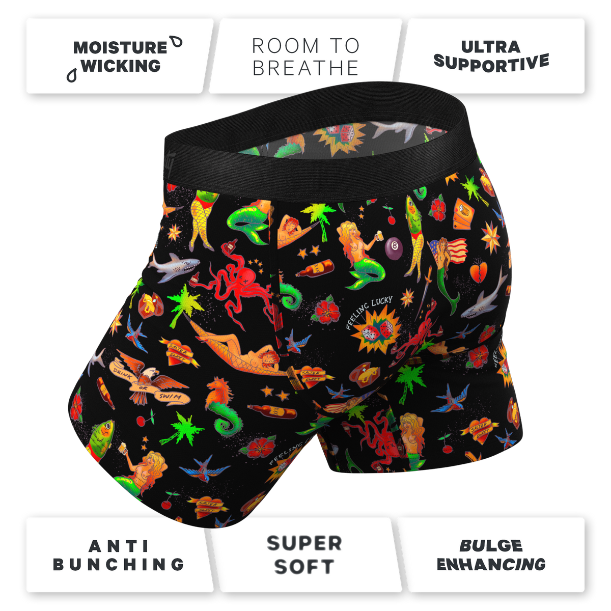 The Tight Ship | Sailor Tattoos Ball Hammock® Pouch Underwear With Fly - Shinesty