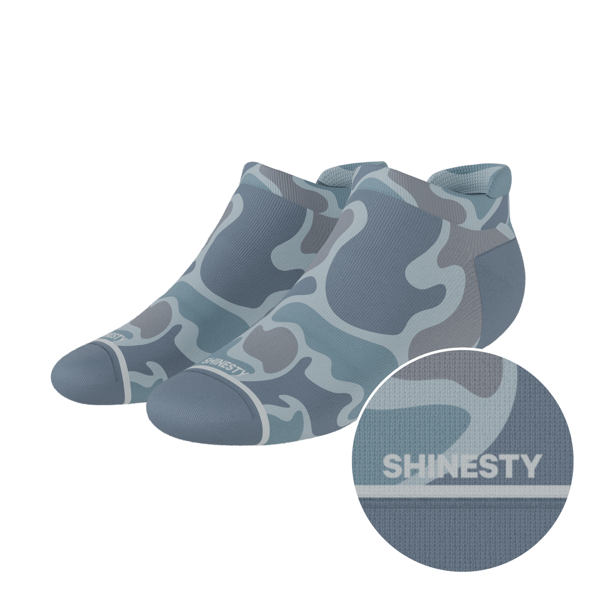 The Trail Runner | Tonal Grey Camoflauge Heel Hammock™ Ankle Socks - Shinesty