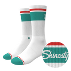 The Turks and Caicos | White and Teal Heel Hammock™ Crew Socks - Shinesty