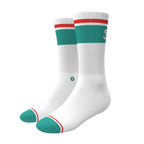 The Turks and Caicos | White and Teal Heel Hammock™ Crew Socks - Shinesty