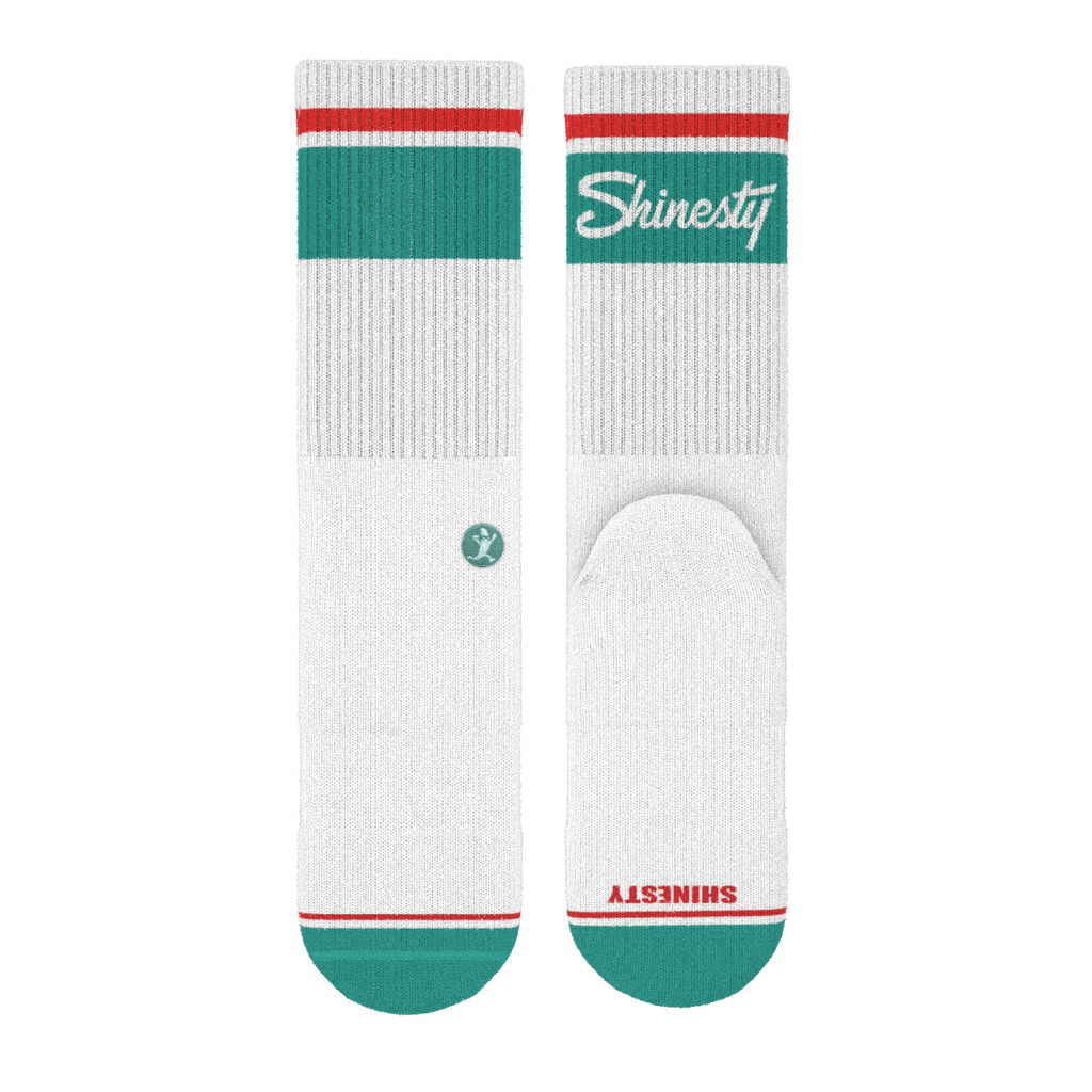 The Turks and Caicos | White and Teal Heel Hammock™ Crew Socks - Shinesty