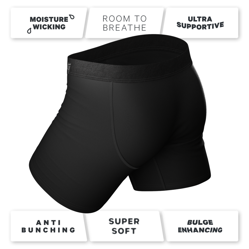 The 009 | Black Tuxedo Ball Hammock® Pouch Underwear With Fly - Shinesty