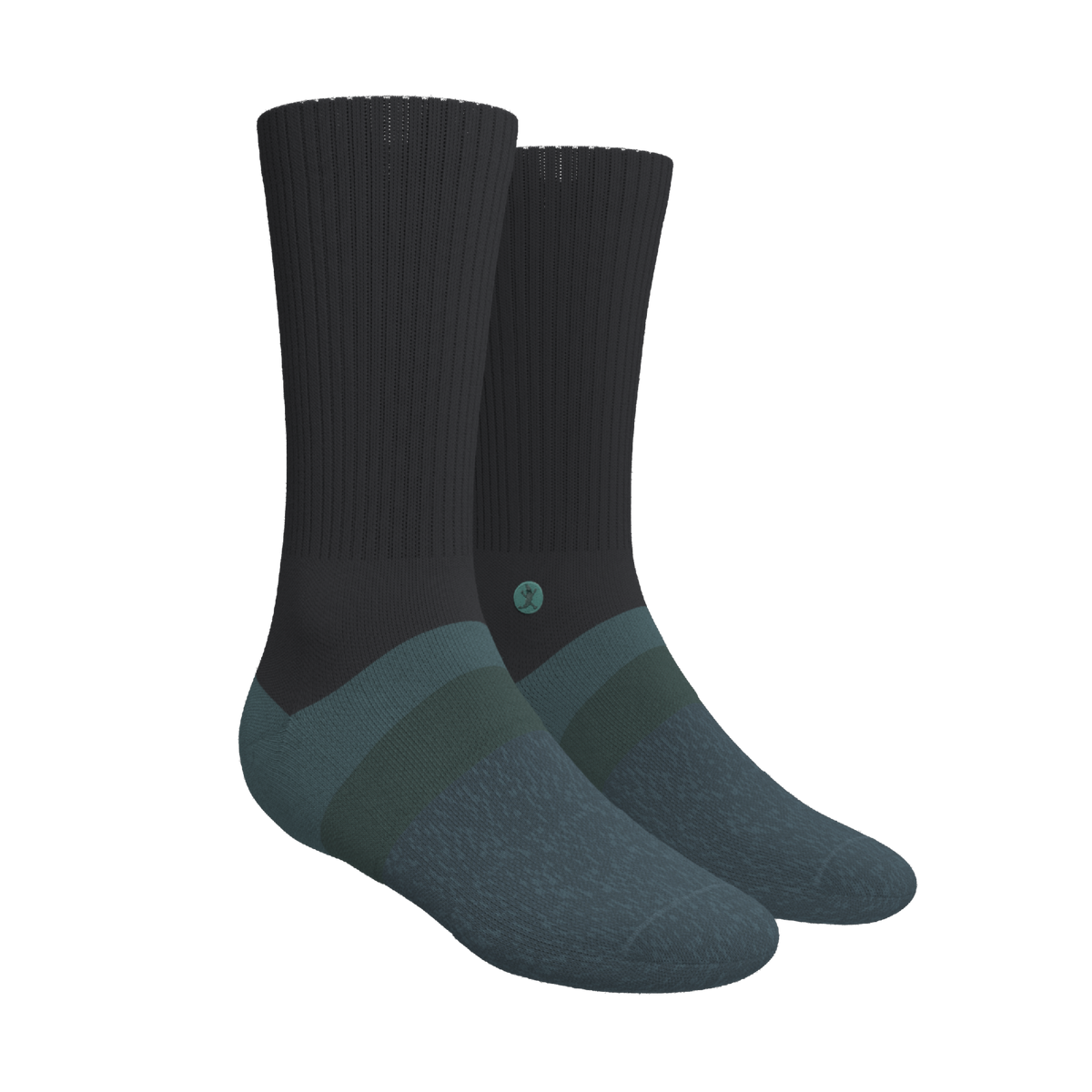 The Night Owl | Black and Teal Heel Hammock™ Crew Socks - Shinesty