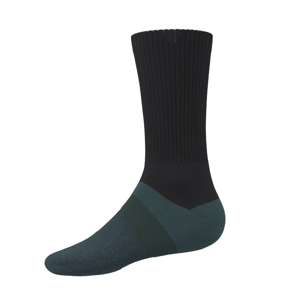The Night Owl | Black and Teal Heel Hammock™ Crew Socks - Shinesty