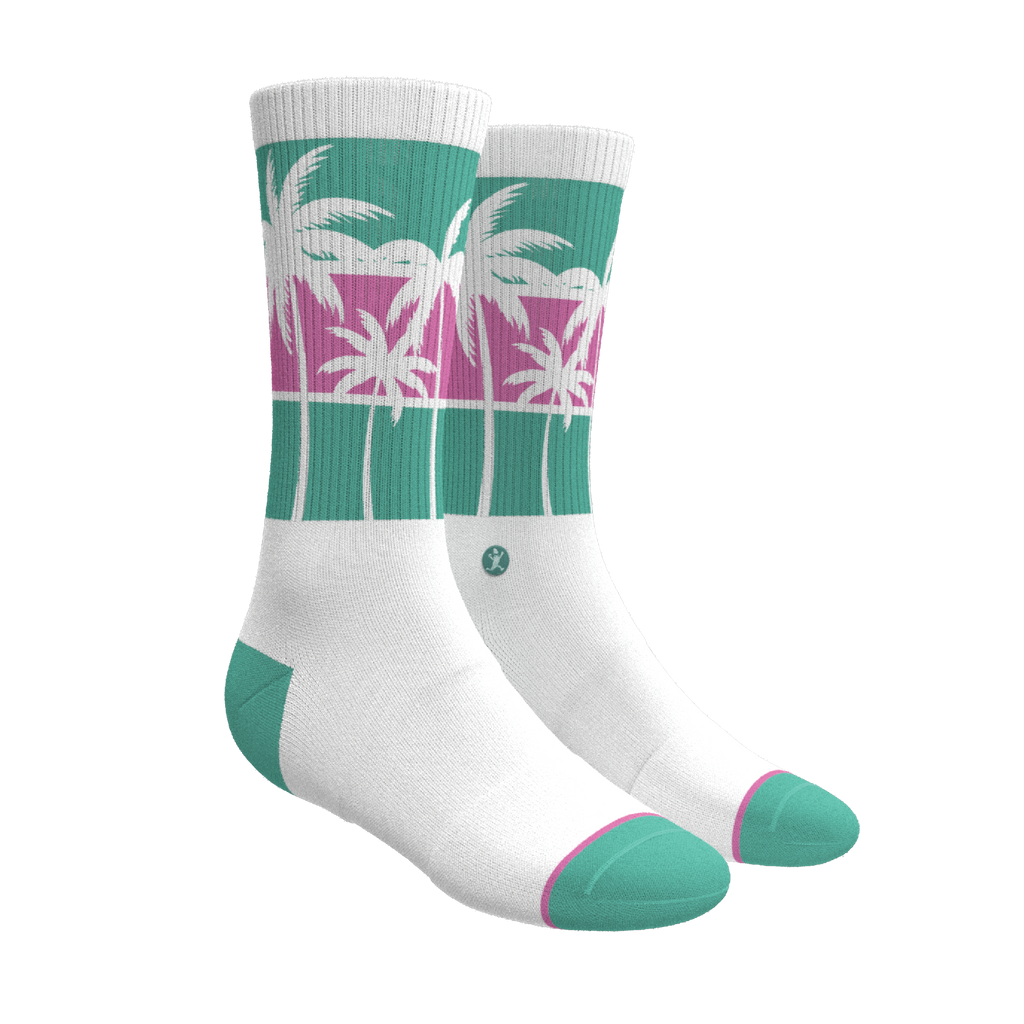 The Venice Beach | Palm Trees Heel Hammock™ Crew Socks - Shinesty