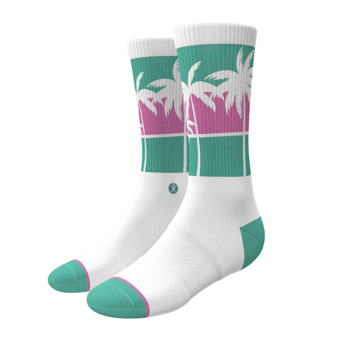 The Venice Beach | Palm Trees Heel Hammock™ Crew Socks - Shinesty