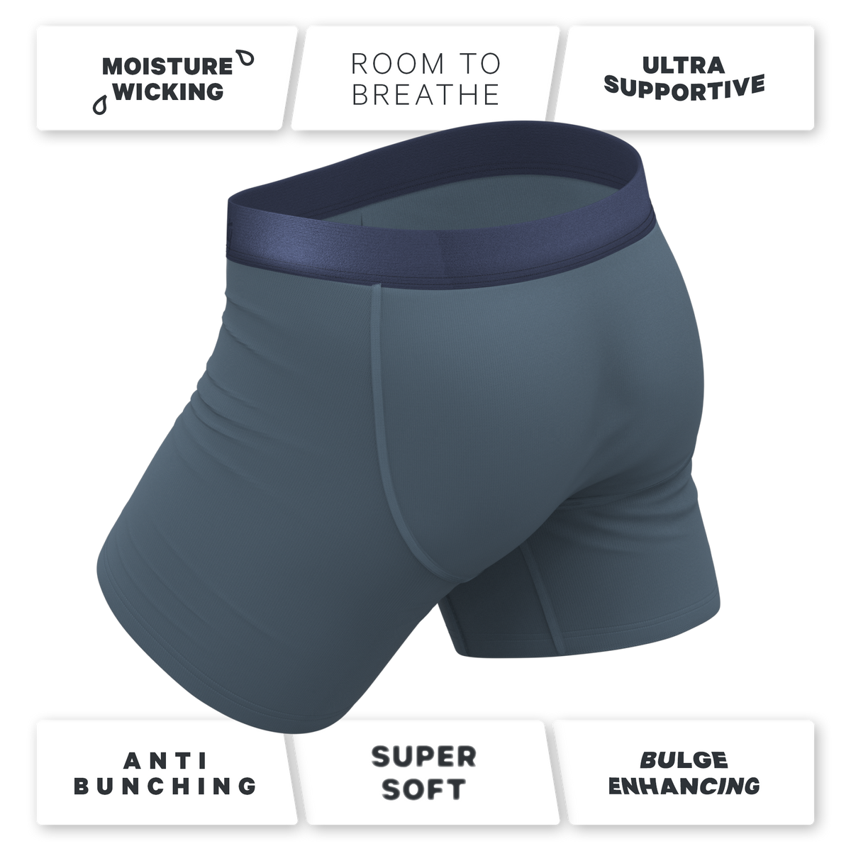 The Wake In The Lake | Tonal Teal Ball Hammock® Pouch Underwear With Fly - Shinesty