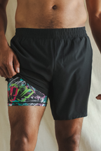 The Warm Up | Black and Neon Ball Hammock® 7 Inch Athletic Shorts - Shinesty