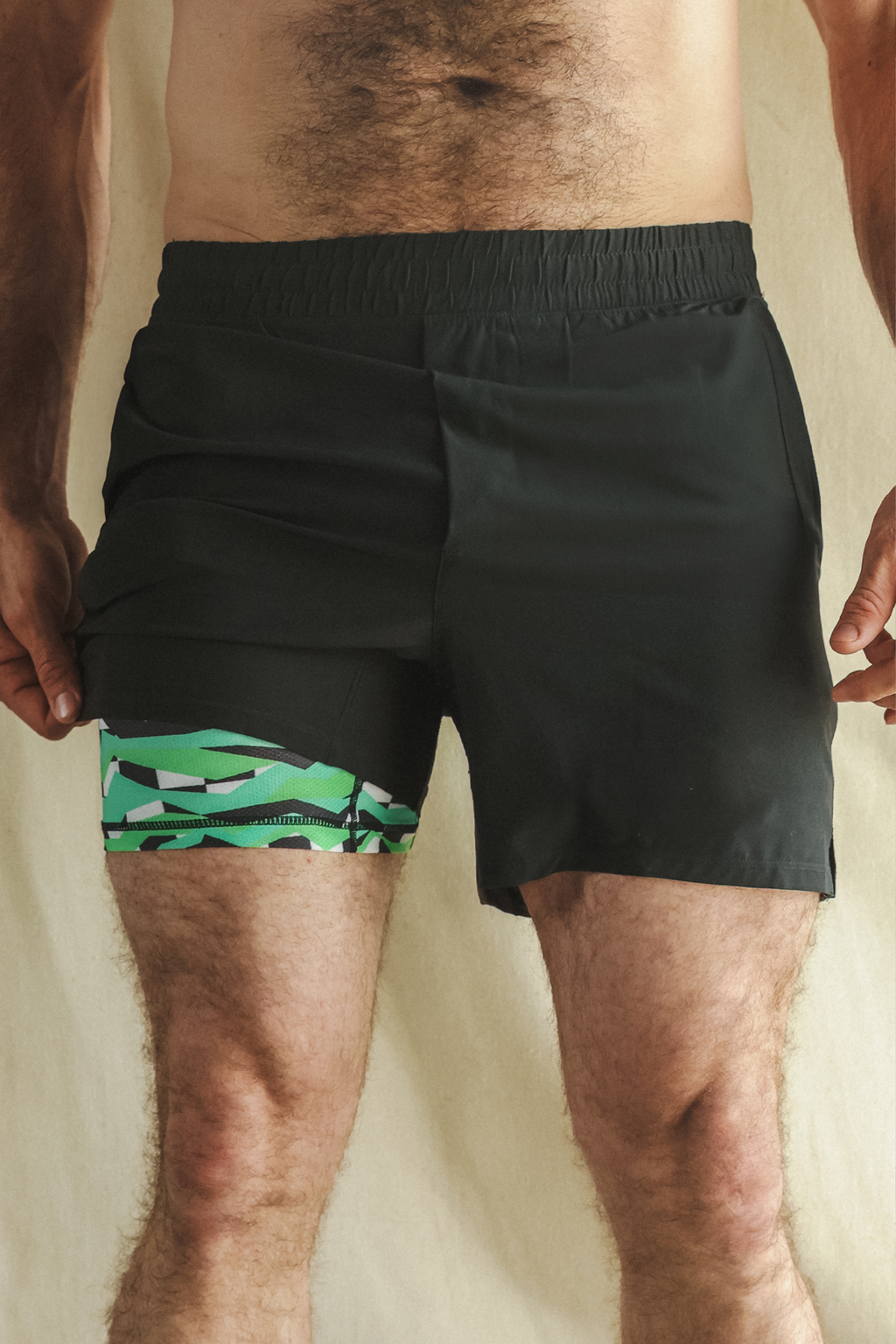 The Water Break | Black and Green Neon Ball Hammock® 5 Inch Athletic Shorts - Shinesty