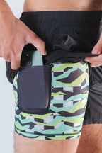 The Water Break | Black and Green Neon Ball Hammock® 5 Inch Athletic Shorts - Shinesty