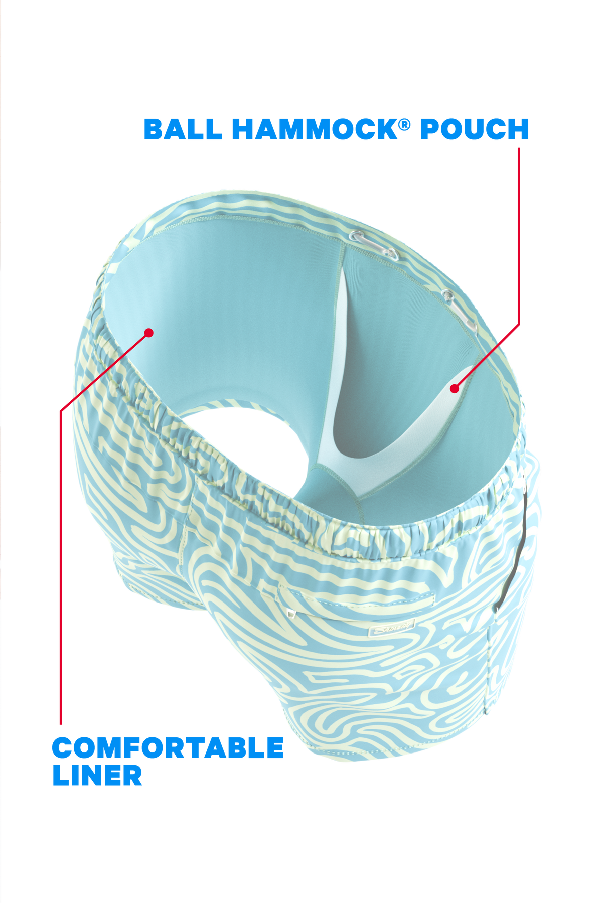 The Water Park | Neon Abstract Line Ball Hammock® Pouch 8" Swim Trunks - Shinesty