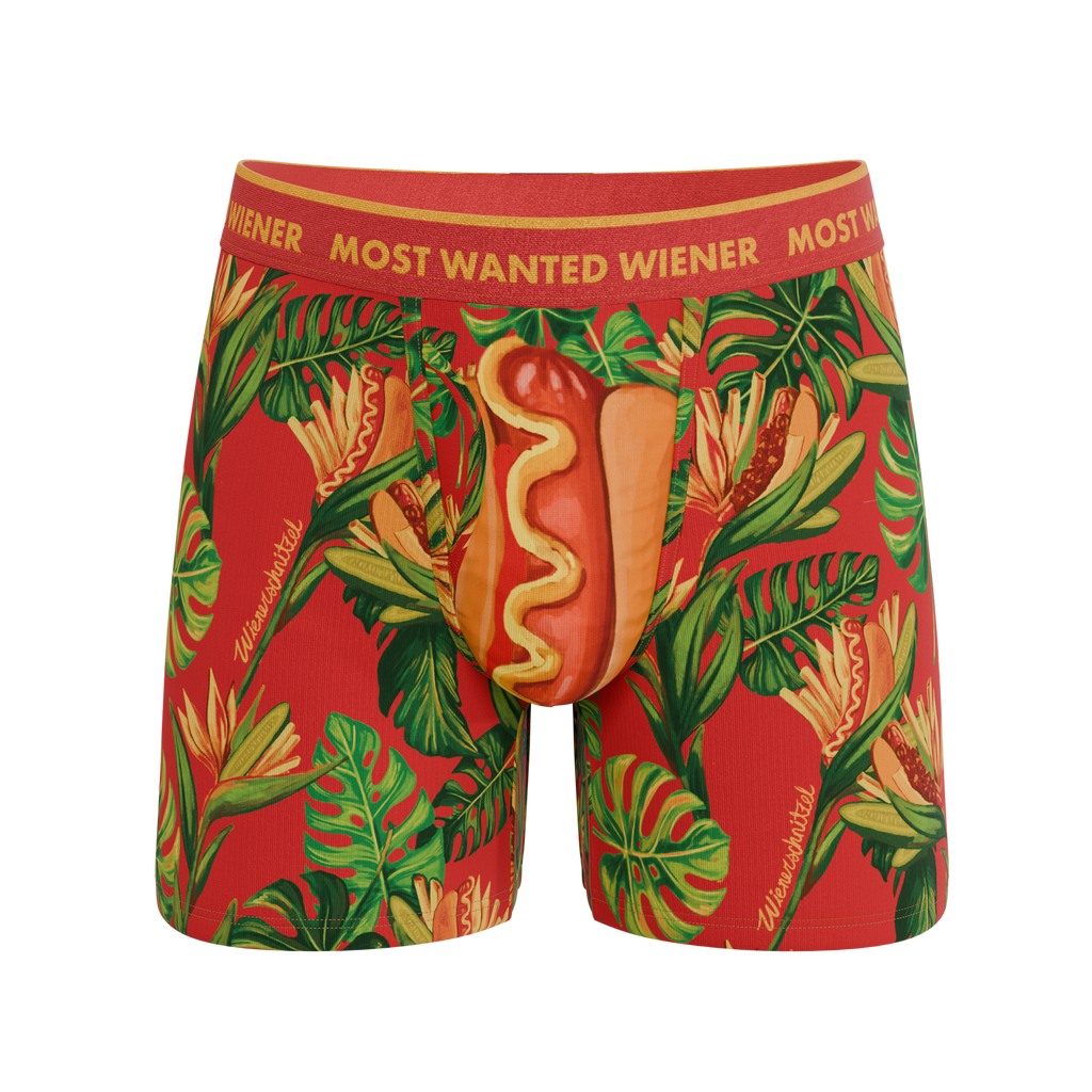 The Wiener In Paradise | Shinesty X Wienerschnitzel Tropical Ball Hammock® Magnum Big Pouch Underwear - Shinesty
