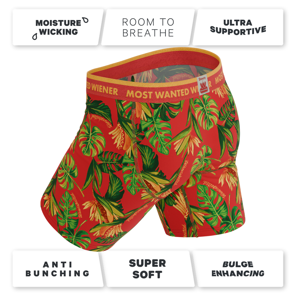 The Wiener In Paradise | Shinesty X Wienerschnitzel Tropical Ball Hammock® Boxer - Long Leg - Shinesty