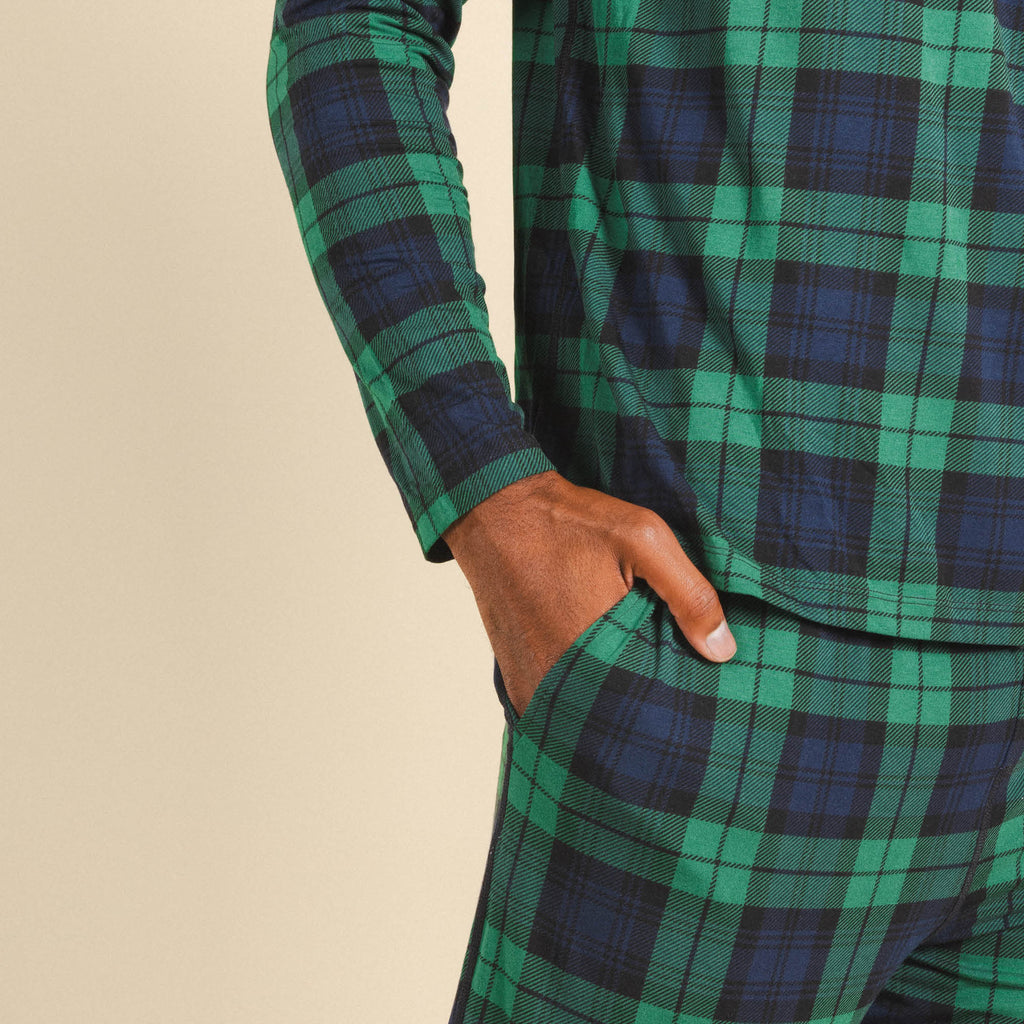 The Black Watch | Tartan Plaid SleepDeep™ Men’s Long Sleeve Pajama Shirt - Shinesty