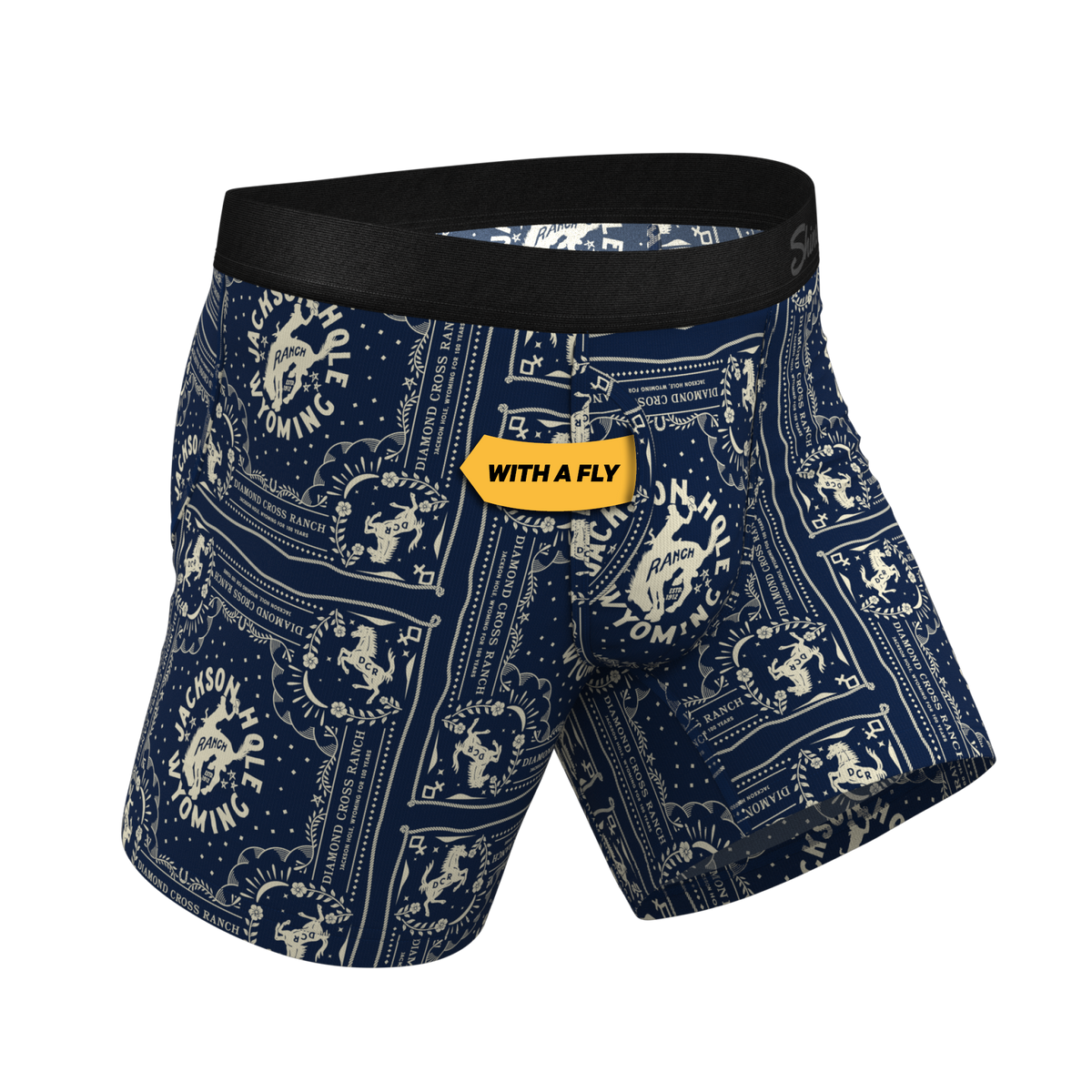 The Wrangle 'Em | Blue Bandana Shinesty x Diamond Cross Ranch Ball Hammock® Pouch Underwear With Fly - Shinesty