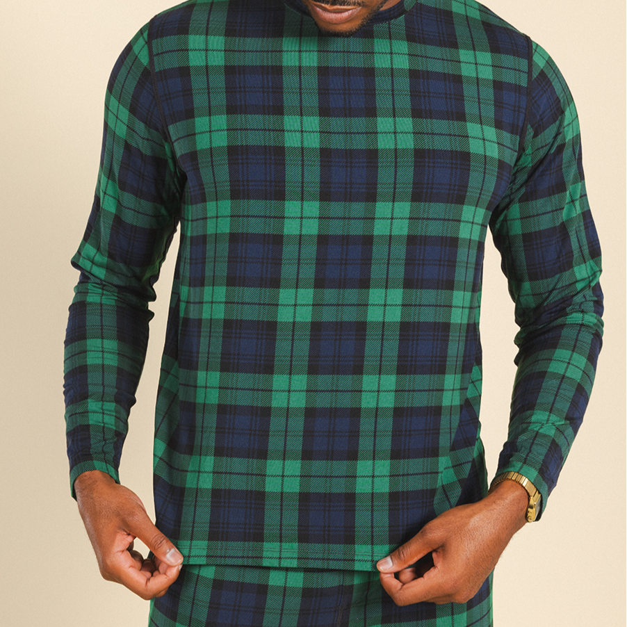 The Black Watch | Tartan Plaid SleepDeep™ Men’s Long Sleeve Pajama Shirt - Shinesty