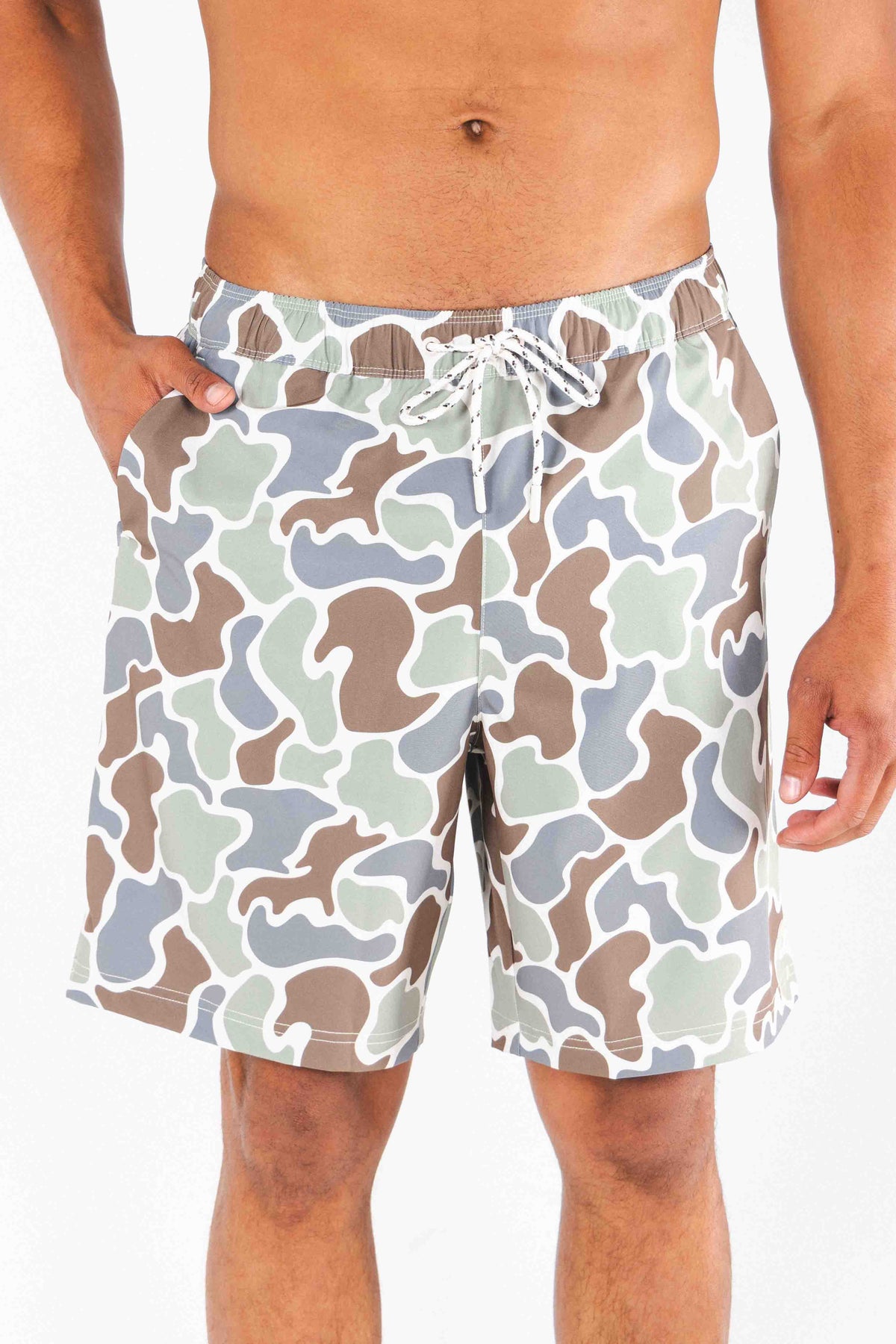 The Blender | Grey Duck Camo Ball Hammock® Pouch 8" Swim Trunks - Shinesty