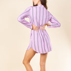 The Bubble Gum | Pink Striped SleepDeep™ Long Sleeve Pajama Dress - Shinesty