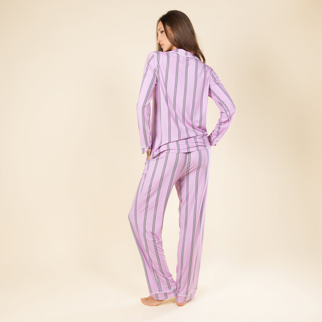 The Bubble Gum | Pink Striped SleepDeep™ Women’s Long Sleeve Pajama Set - Shinesty