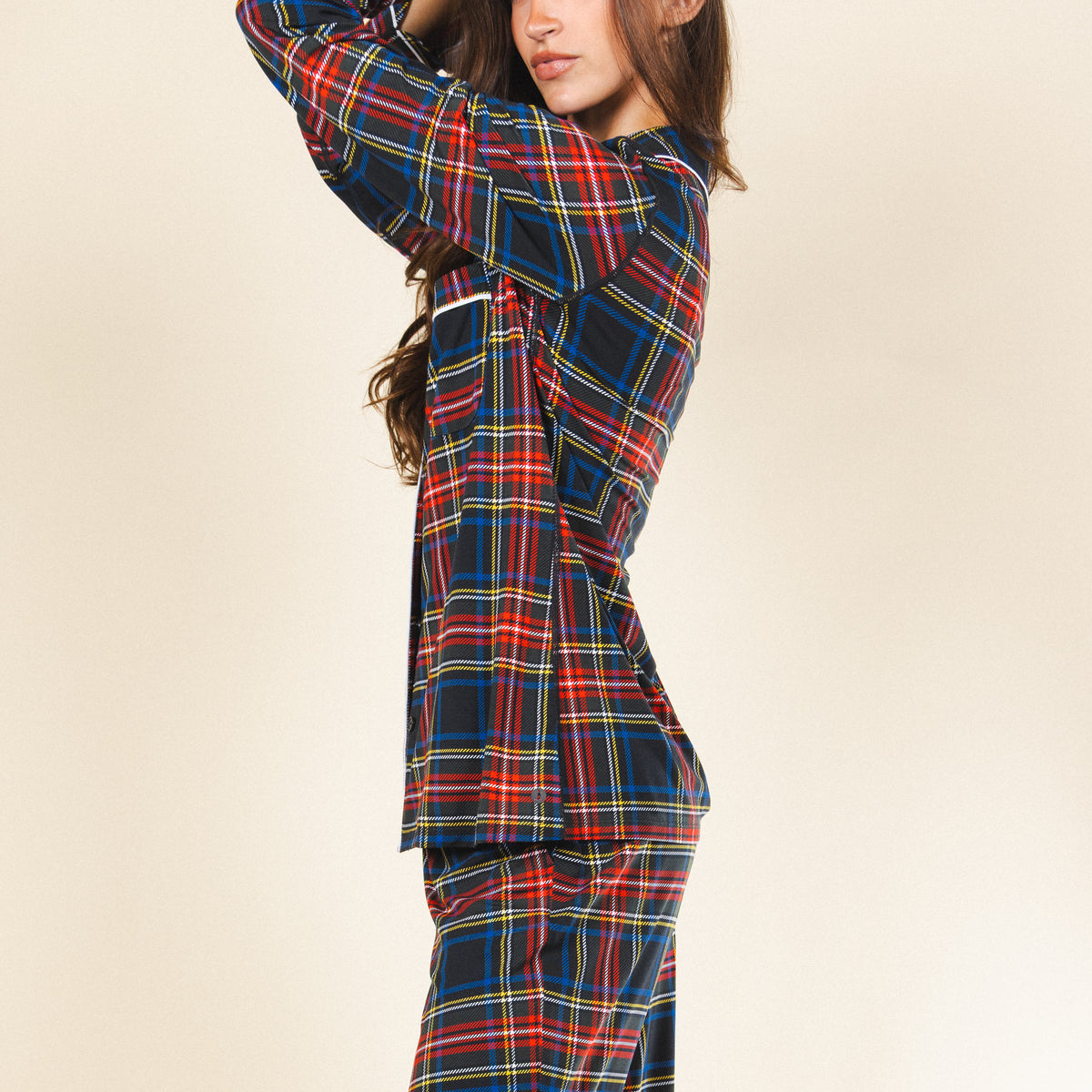 The Cappuccino | Holiday Tartan Plaid SleepDeep™ Women’s Long Sleeve Pajama Set - Shinesty
