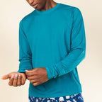 The Caspian Sea | Teal Blue SleepDeep™ Men’s Long Sleeve Pajama Shirt - Shinesty