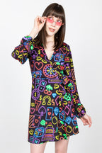 The Crown Casino | Neon Vegas Lights Wrap Dress - Shinesty