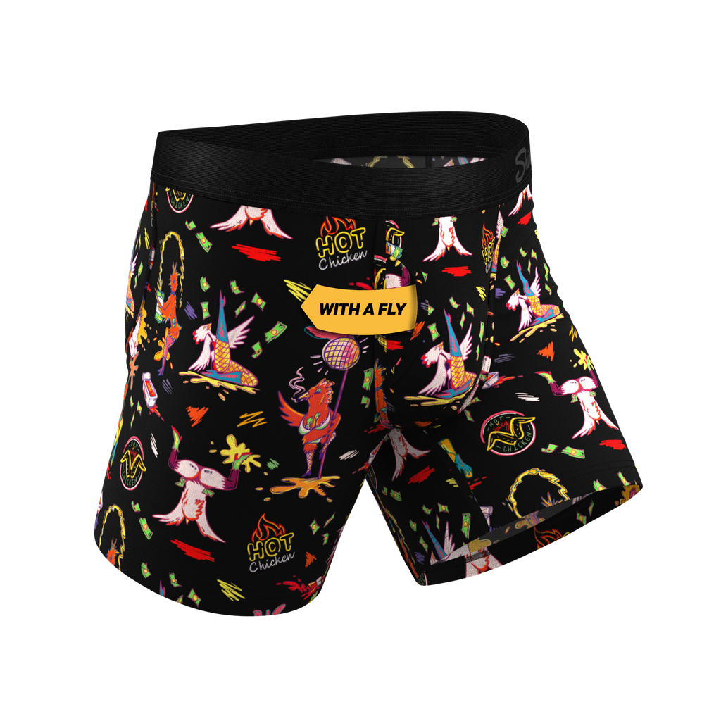The Chicken Strips | Dancing Chickens Ball Hammock® Pouch Underwear With Fly - Shinesty