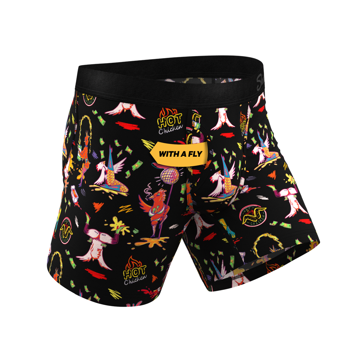 The Chicken Strips | Dancing Chickens Ball Hammock® Pouch Underwear With Fly - Shinesty