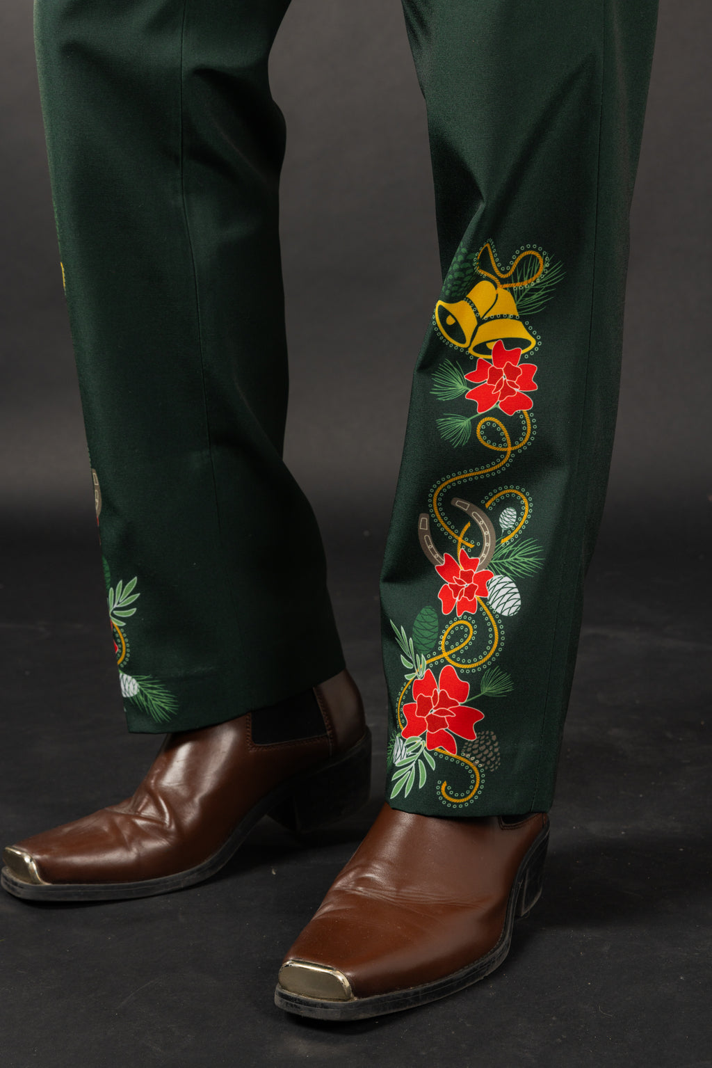 The Holiday Ham | Dark Green Holiday Placement Suit Pants - Shinesty