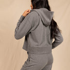 The Seattle Skyline | Grey Goldilocks™ Women’s Half Zip Lounge Hoodie - Shinesty