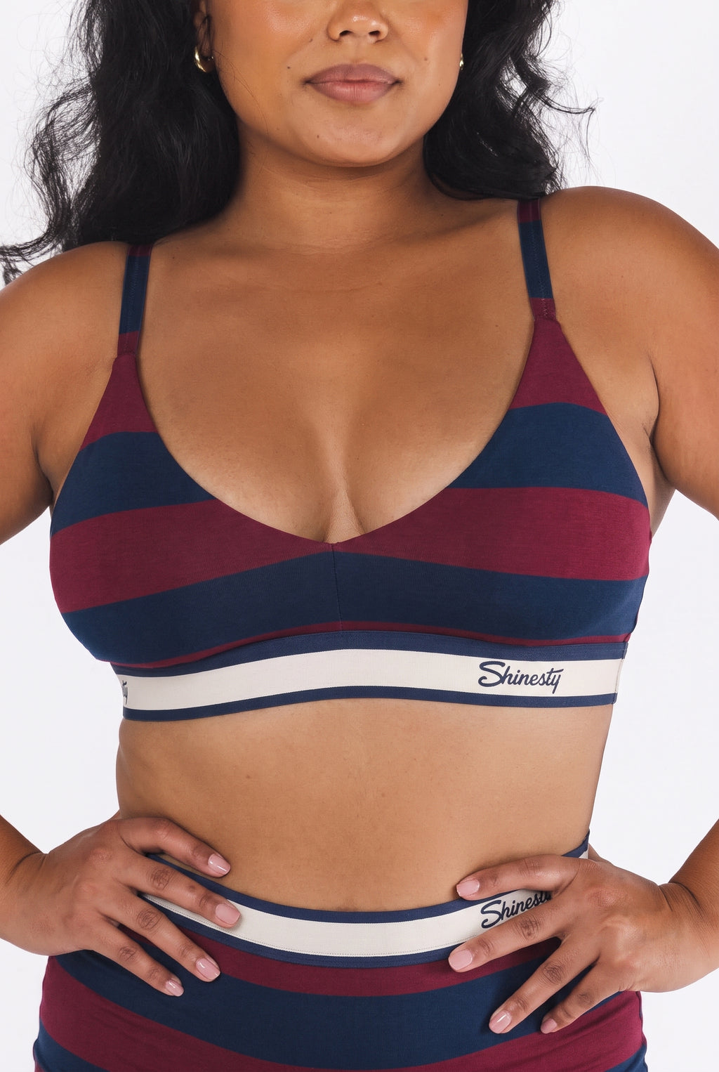 The Pitch | Rugby Stripe Boob Hammock™ Plunge Bralette - Shinesty