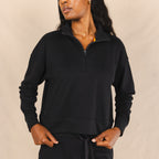 The Threat Level Midnight | Black Sexy Terry™ Women’s Half Zip - Shinesty