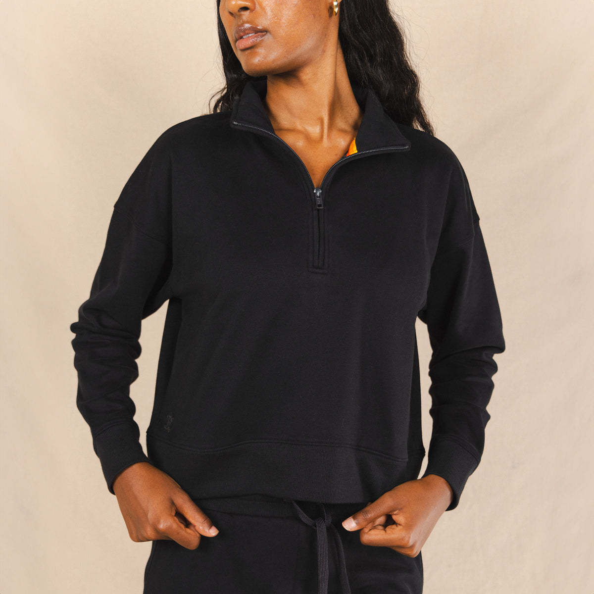 The Threat Level Midnight | Black Sexy Terry™ Women’s Half Zip - Shinesty