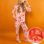 The Santa Slays | Christmas Toile SleepDeep™ Women’s Long Sleeve Pajama Set - Shinesty
