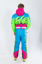 The Park Rat | Men's Neon Spray Design Retro One Piece Ski Suit - Shinesty