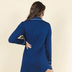 The Big Blue | Navy SleepDeep™ Long Sleeve Pajama Dress - Shinesty