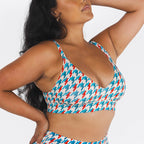 The Swanky | Retro Houndstooth Boob Hammock™ Plunge Bralette - Shinesty