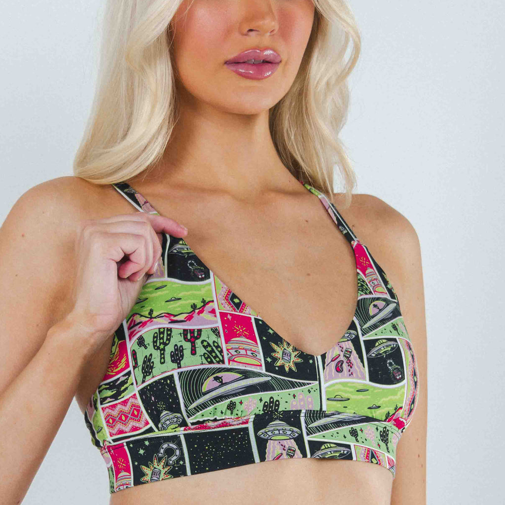 The Area 51 | Retro-Futuristic Alien Boob Hammock™ Plunge Bralette - Shinesty