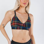The Cappuccino | Holiday Tartan Plaid Boob Hammock™ Plunge Bralette - Shinesty