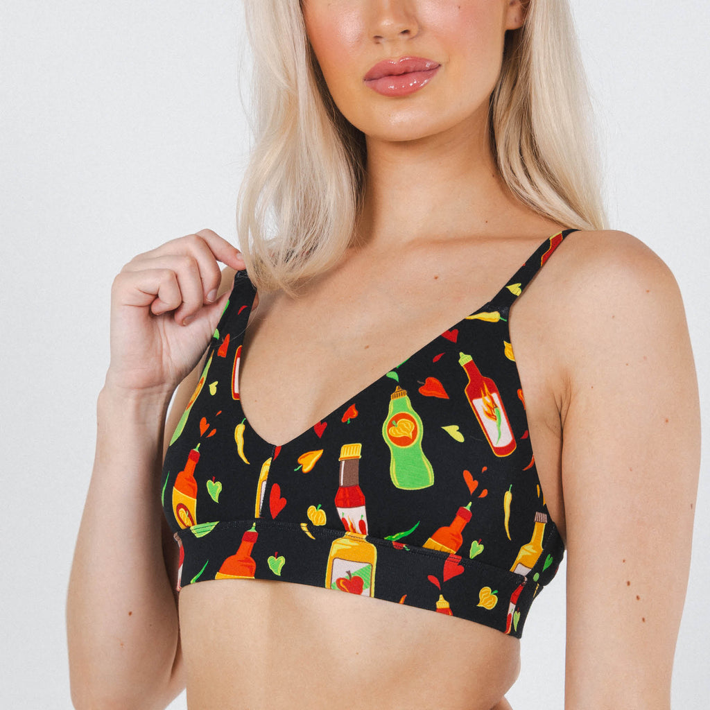 The Gotcha Sriracha | Hot Sauce Boob Hammock™ Plunge Bralette - Shinesty